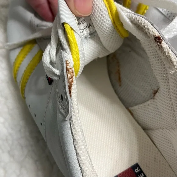 Y2K Vintage Streetwear Sneakers White Leather w/ patent yellow accents size 7.5 - Picture 9 of 14